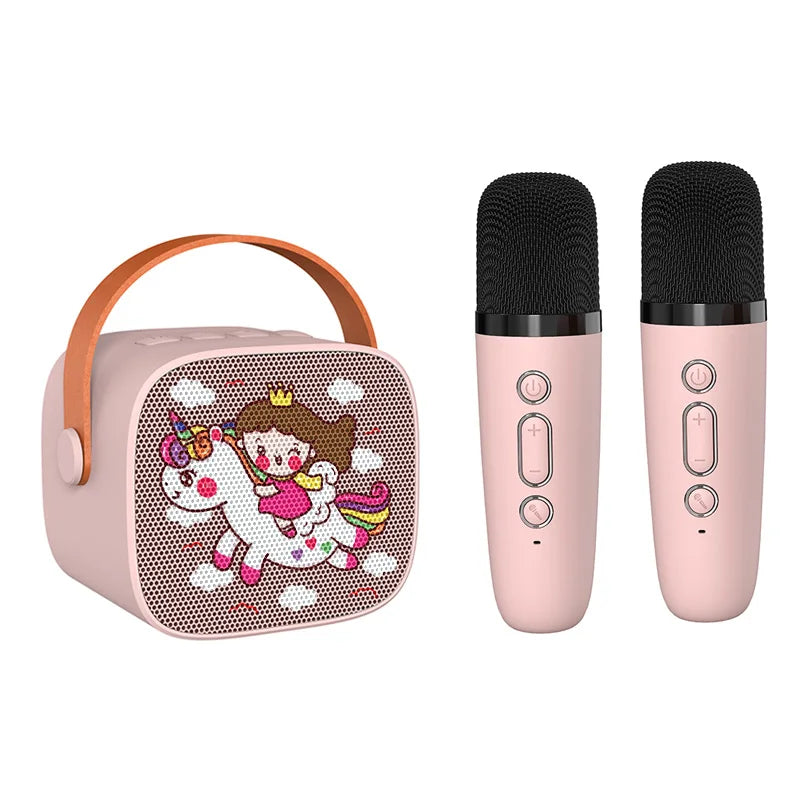Mini Karaoke Machine for Kids Portable Speaker With 1-2 Wireless Microphone for Home KTV Birthday Party Holiday Gifts