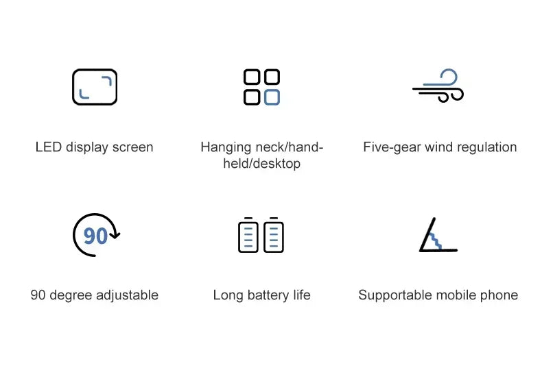 Foldable USB handheld fan -5-speed rechargeable mini fan, can be used as a phone holder and display screen