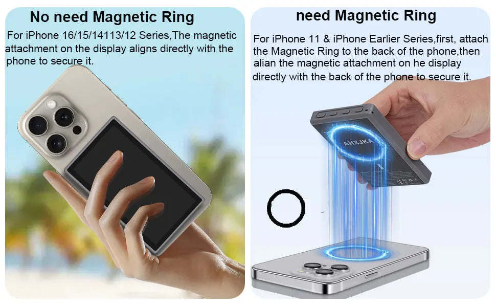 AHXJKA Wireless magnetic Vlog Iphone Selfie Monitor Screen Support Using Rear Camera for iPhone Selfie Vlog Live Stream TikTok