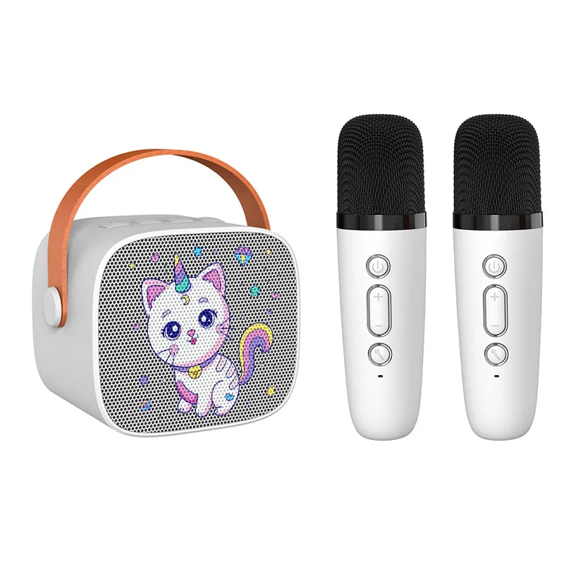 Mini Karaoke Machine for Kids Portable Speaker With 1-2 Wireless Microphone for Home KTV Birthday Party Holiday Gifts