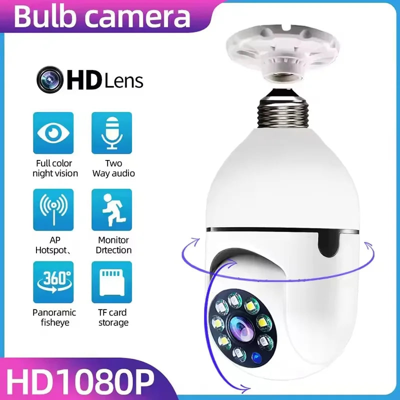 Bulb E27 Surveillance Camera Full Color Night Vision Automatic Human Tracking Zoom Indoor Security Monitor Wifi Miini IP Camera