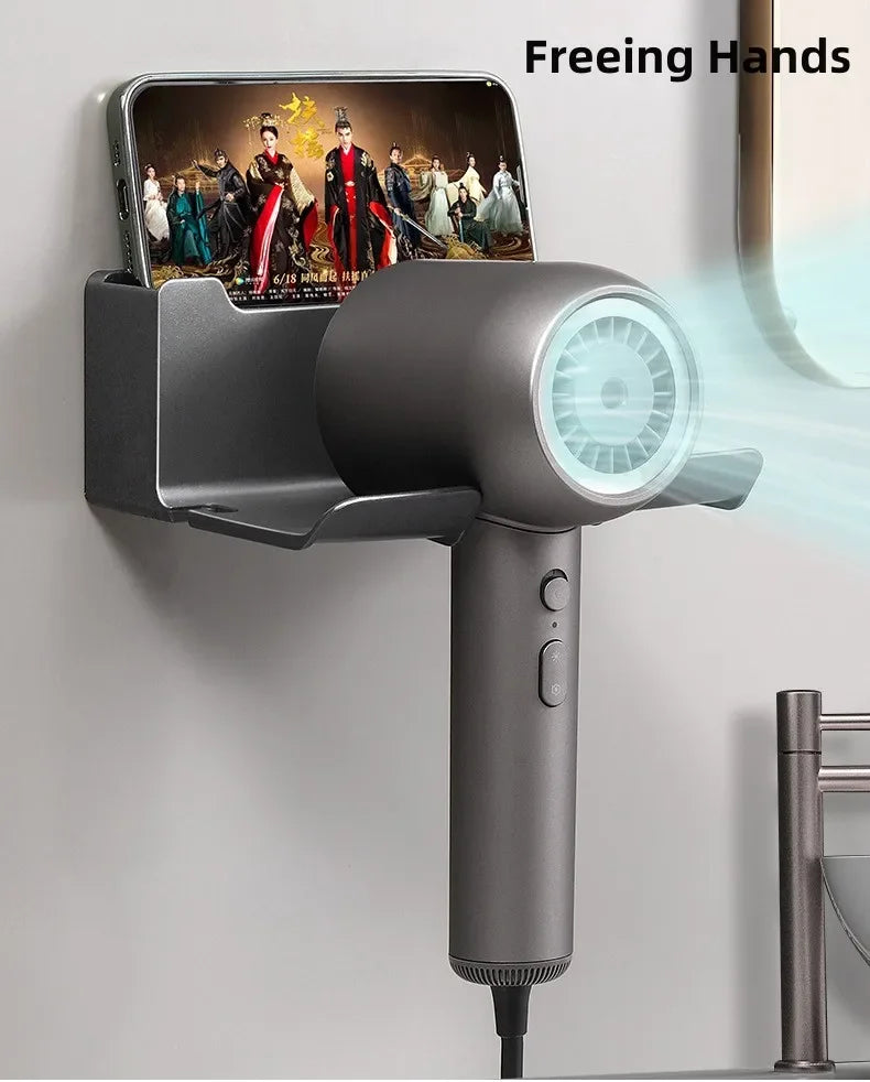 Bathroom wall rack hair dryer holder - Bathroom hair dryer holder storage box - Shower hair dryer and accessory storage rack